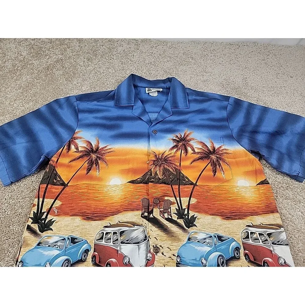 Vintage Aloha Republic Hawaiian Shirt Men's Size M Blue Button Up‎ beach - Picture 5 of 11